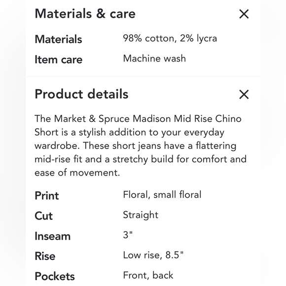 UEC MARKET & SPRUCE CHINO FLORAL SHORTS SIZE 4! - Picture 7 of 7